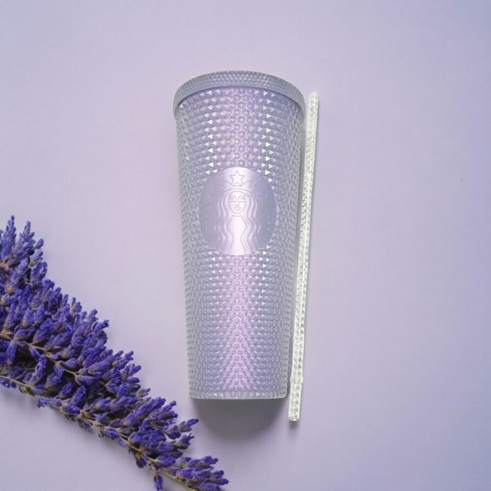 Starbucks New RARE Icy Lilac Iridescent Holiday 2021 Studded 24 oz Venti tumbler - Picture 12 of 12